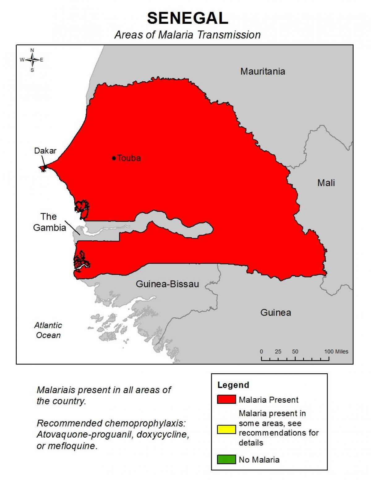 kaart Senegal malaaria