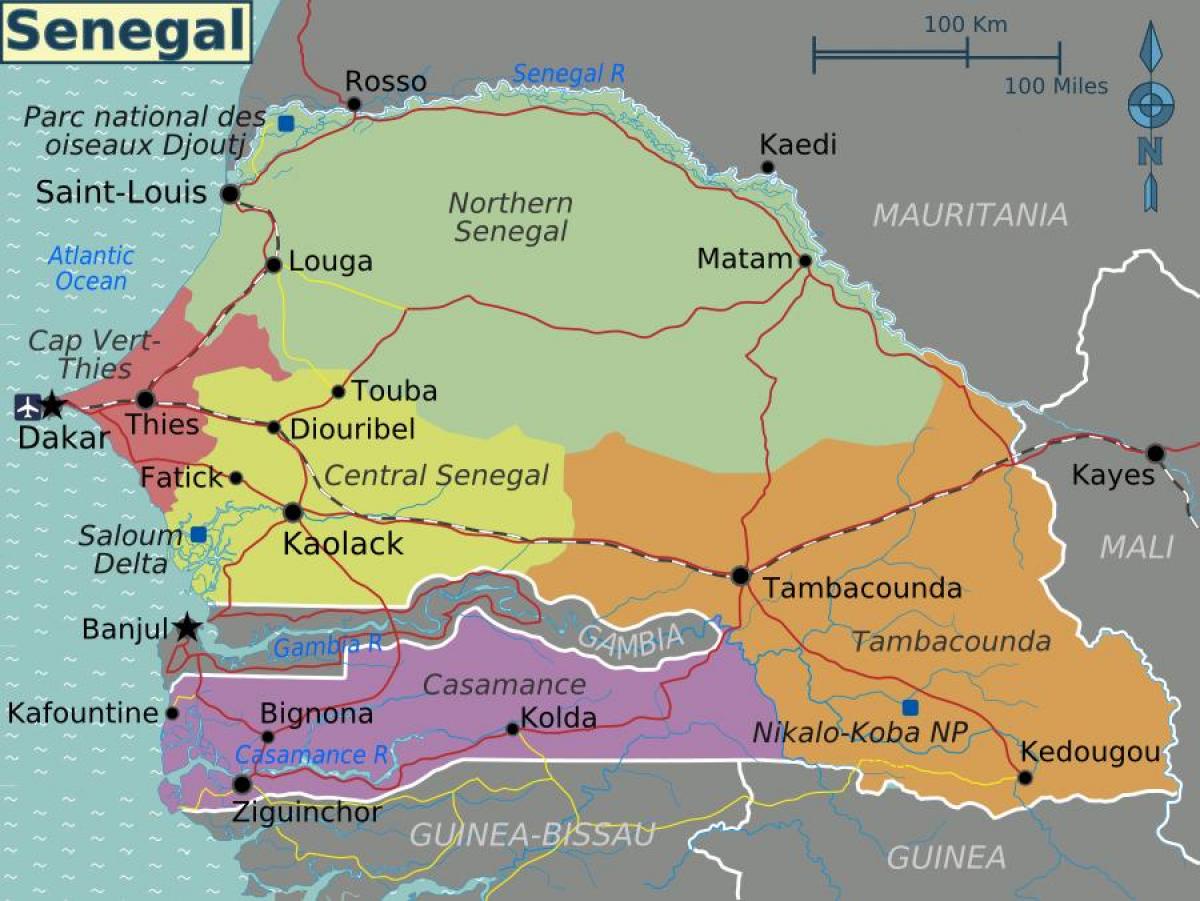 kaart Senegal poliitilise