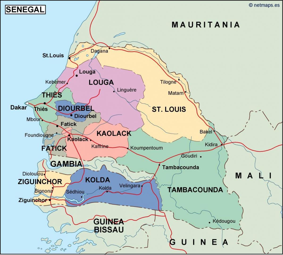 kaart Senegal riik