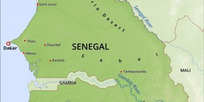 Kaart füüsiline kaart Senegal
