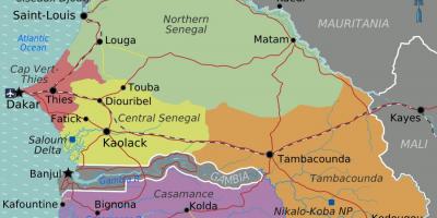 Kaart Senegal poliitilise